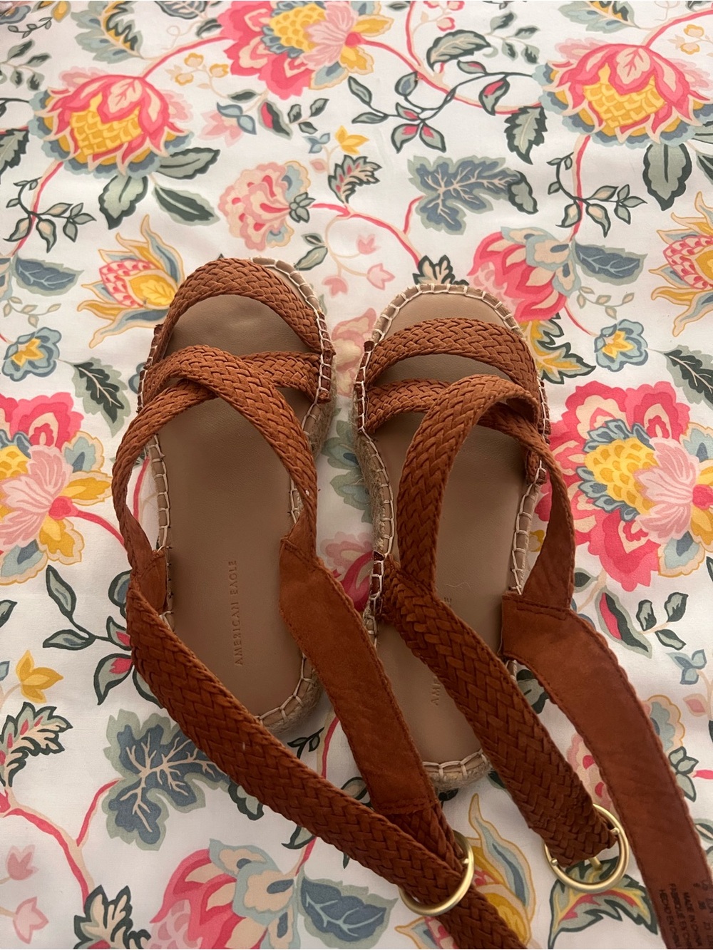 American Eagle Outfitters Braided Tan/Brown Espadrille Sandals